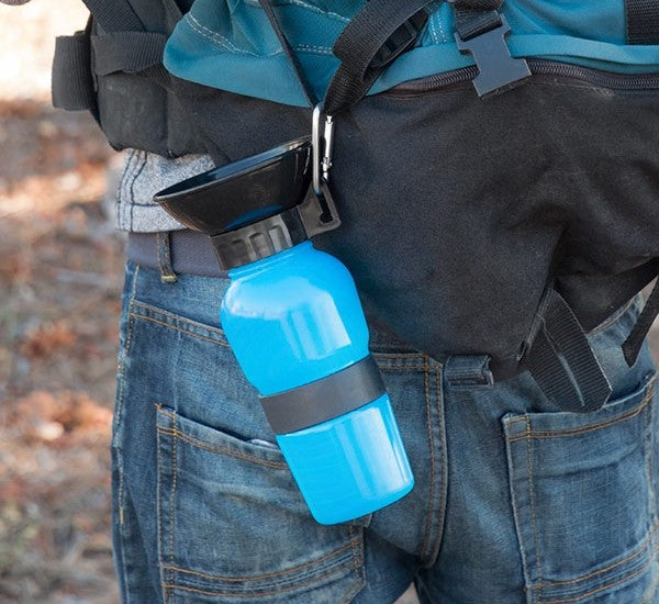 BPA-free collapsible water bottle for pets, perfect for hiking and travel