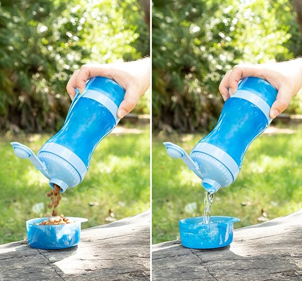 Close-up of the 2-IN-1 pet bottle features