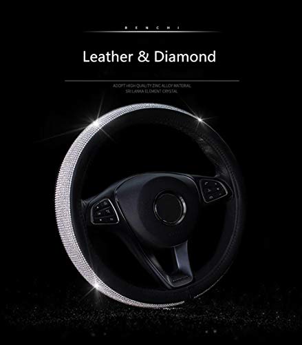 Diamond leather steering wheel cover in a neutral color for a subtle look