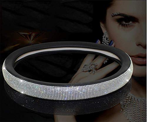 Unique diamond pattern leather steering wheel cover for a luxurious driving experience