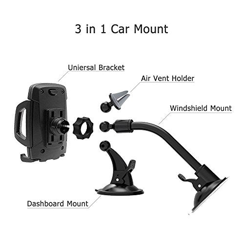 Space-saving 3-in-1 universal phone mount for multiple uses