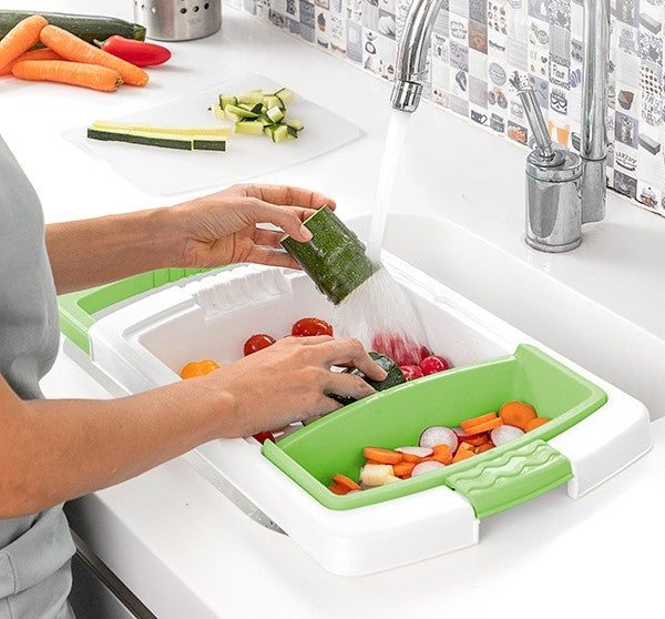 Space-saving Cuisinart 3-in-1 cutting board for kitchen convenience