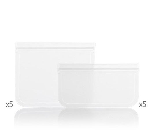 Durable eco-friendly reusable food bags in a set of 10