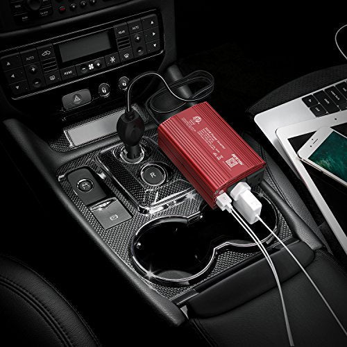 300W DC to AC Car Inverter, 12V to 110V with Dual USB Charging Ports