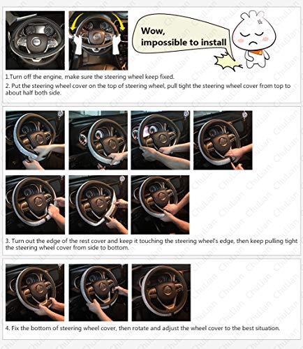 Diamond leather steering wheel cover adds a touch of sophistication to your vehicle