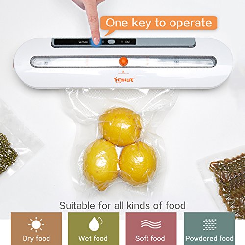Close-up of vacuum food sealer in action
