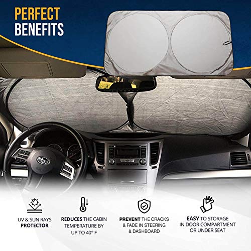 Car sun shade for windshield, UV protection and glare blocker