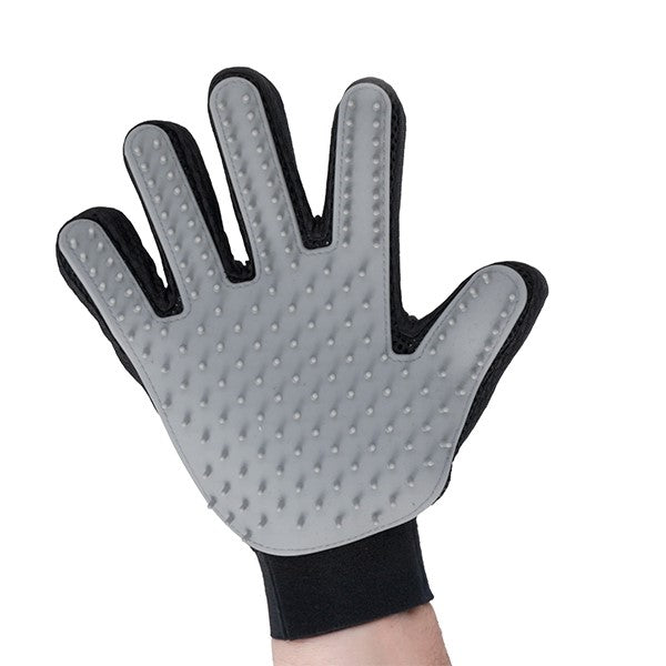 Pet grooming brush and massage glove for gentle pet care