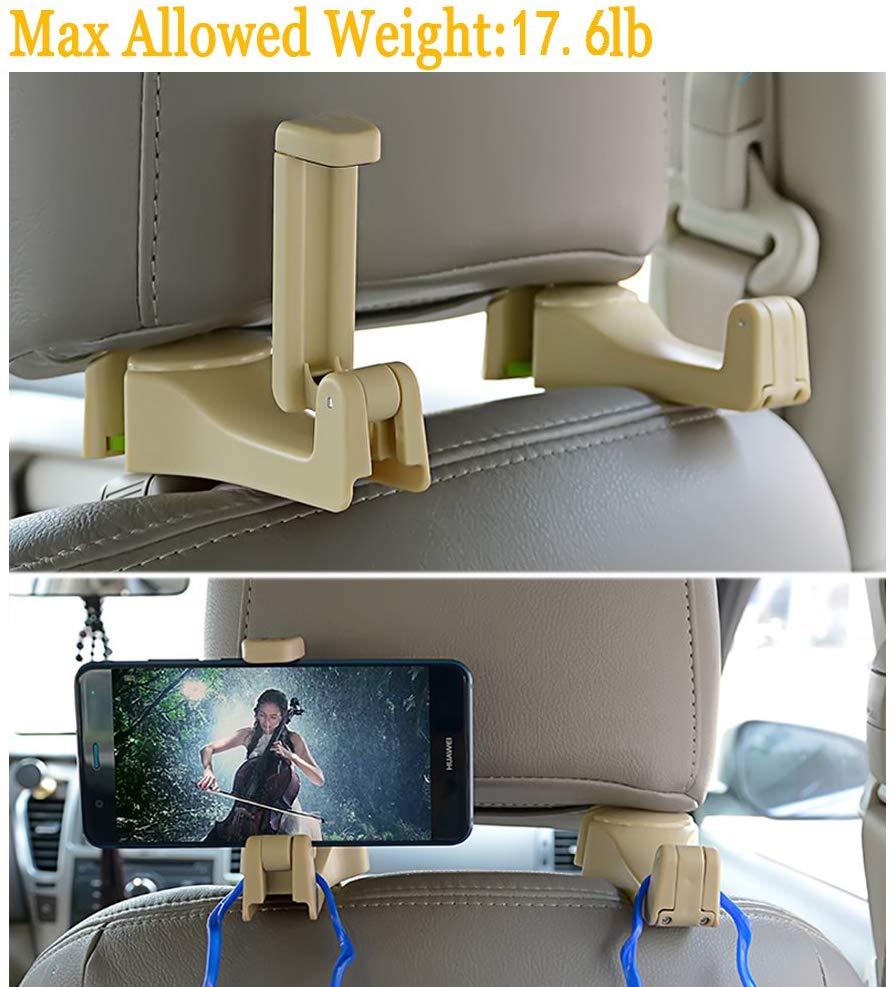 Space-saving Car Headrest Hooks for vehicles