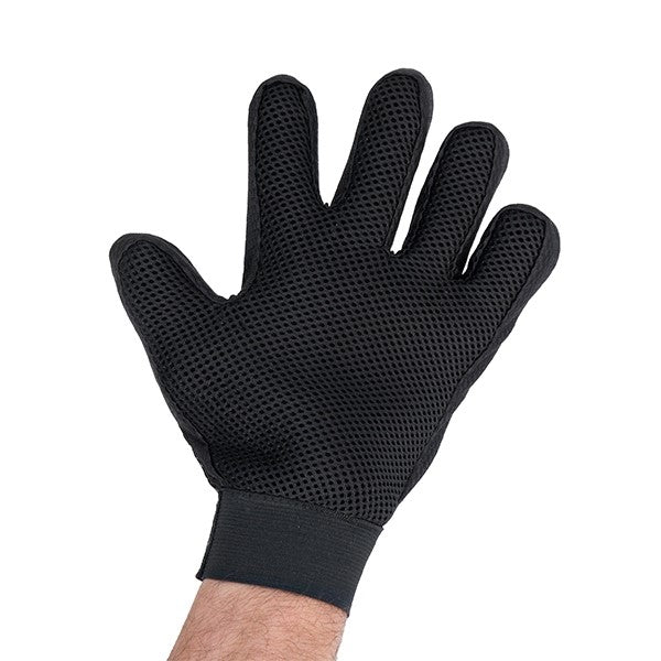 Pet grooming brush and massage glove for happy pets