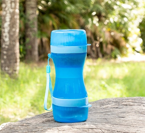 Close-up of the 2-IN-1 pet bottle features