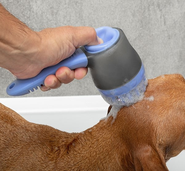 Minimalist design of bath brush with container for a clutter-free bathroom