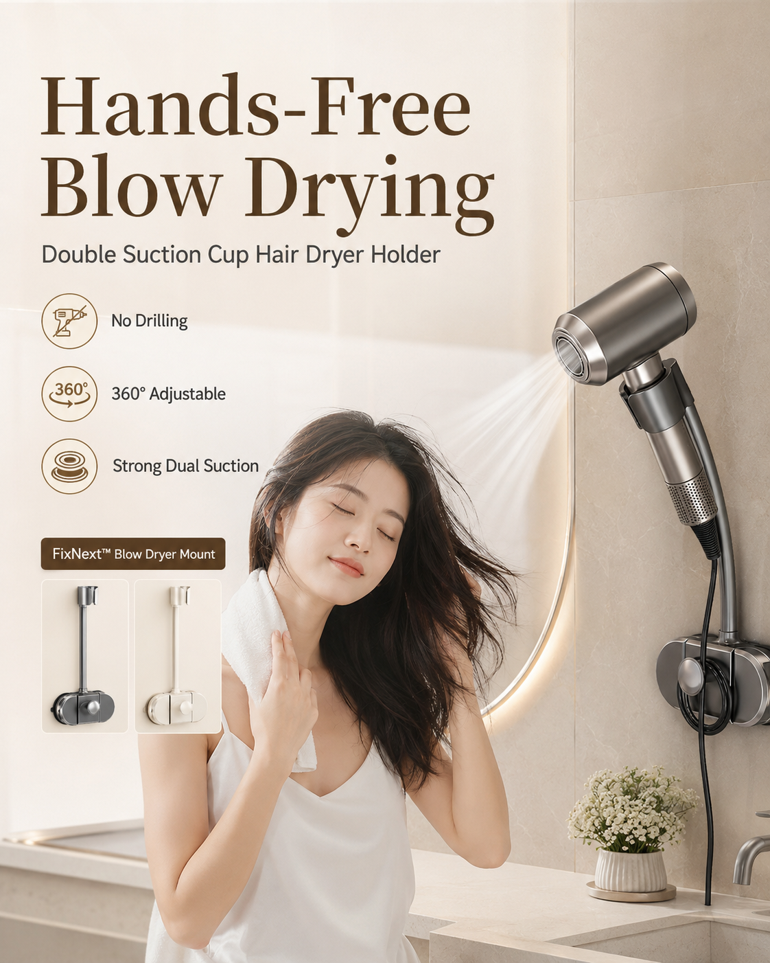 FixNext™ Hands-Free Blow Dryer Mount