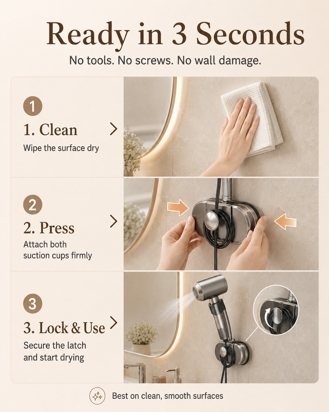 FixNext™ Hands-Free Blow Dryer Mount