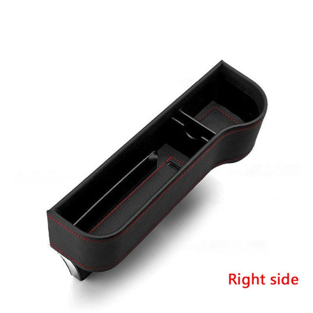 Close-up of minimalist console storage organizer for seat and back of car